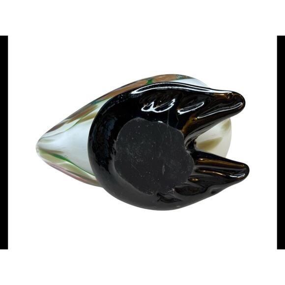 Hand-Blown Art Glass Duck Figurine – Multicolor Murano Style Sculpture – 7” - Picture 5 of 8